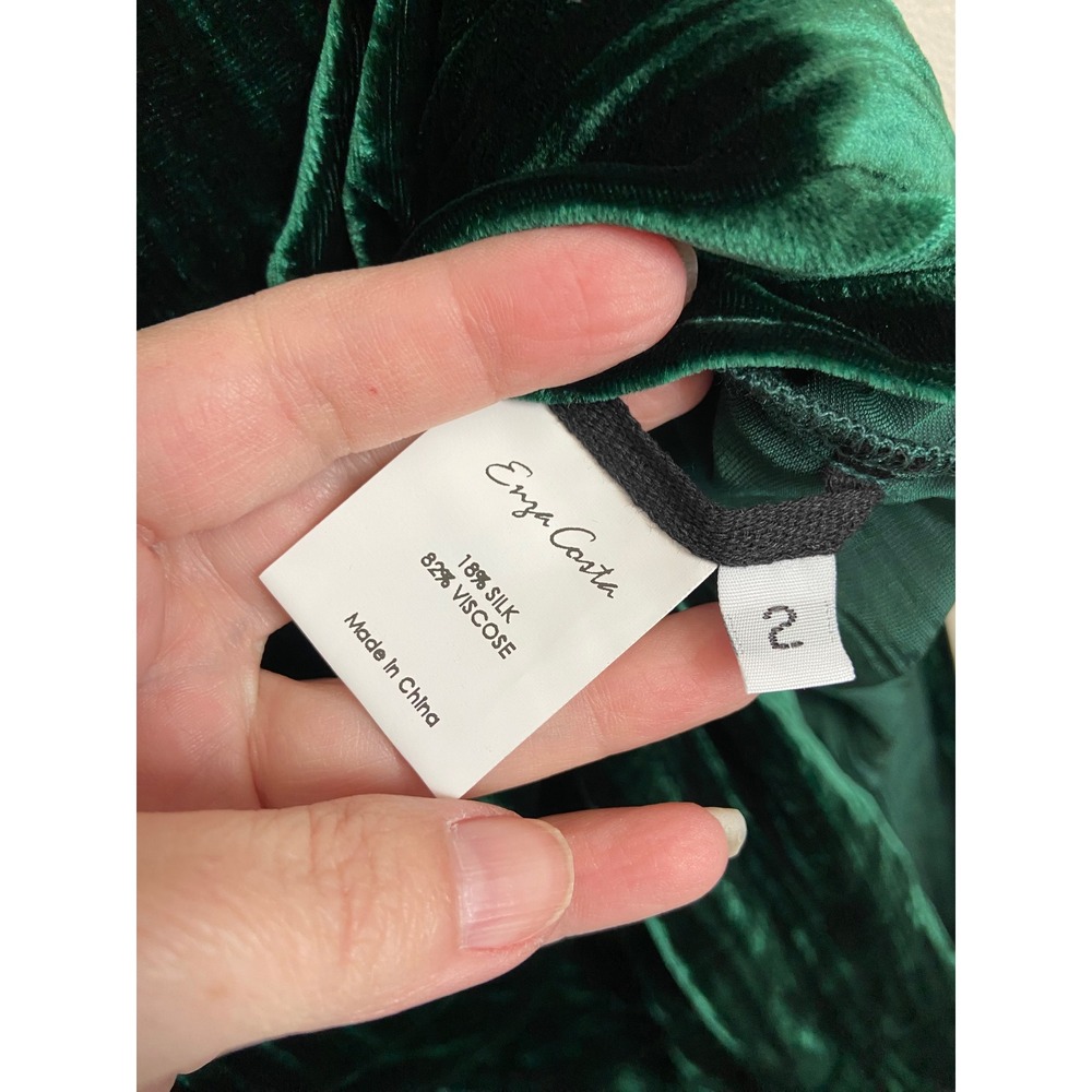 Enza Costa Velvet Maxi Dress Emerald Green Silk Viscose Sleeveless Size Medium - Picture 5 of 6